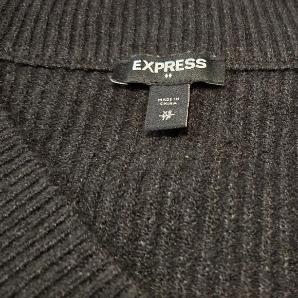 Express Black V-Neck Sweater with Ribbed Cuffs - Picture 9 of 10